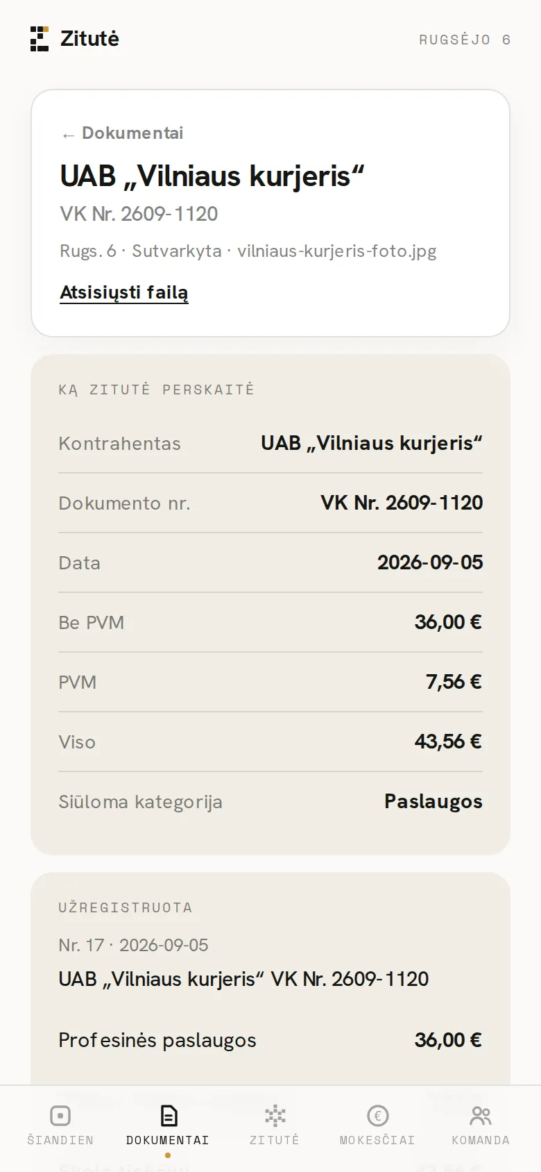 Zitutės programėlės ekranas telefone: Ką Zitutė perskaitė ir užregistravo