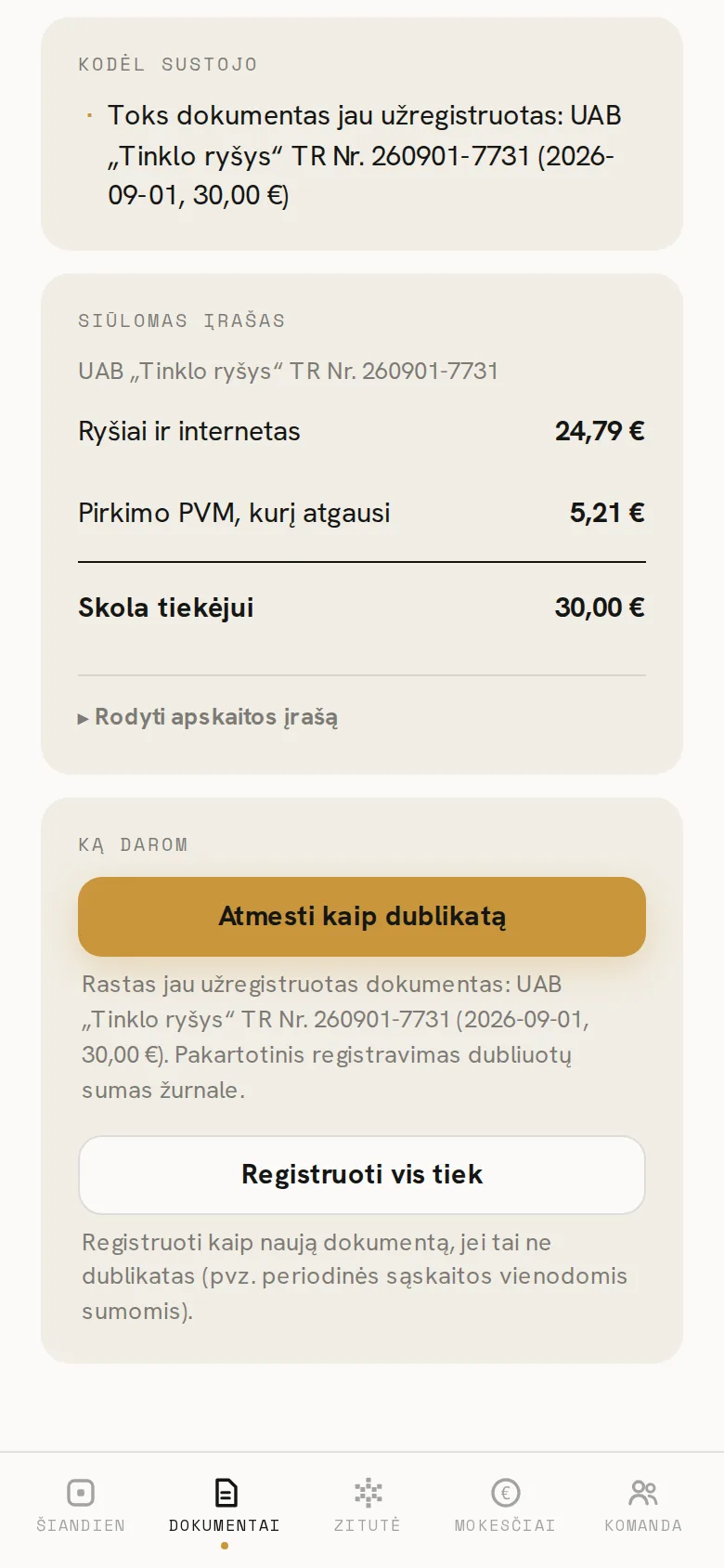 Zitutės programėlės ekranas telefone: Sprendimas vienu paspaudimu